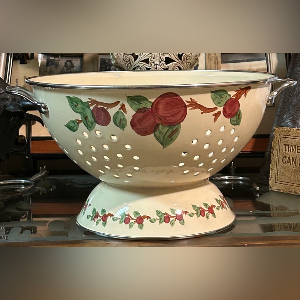 11” Colander, Enamel & Hand Painted